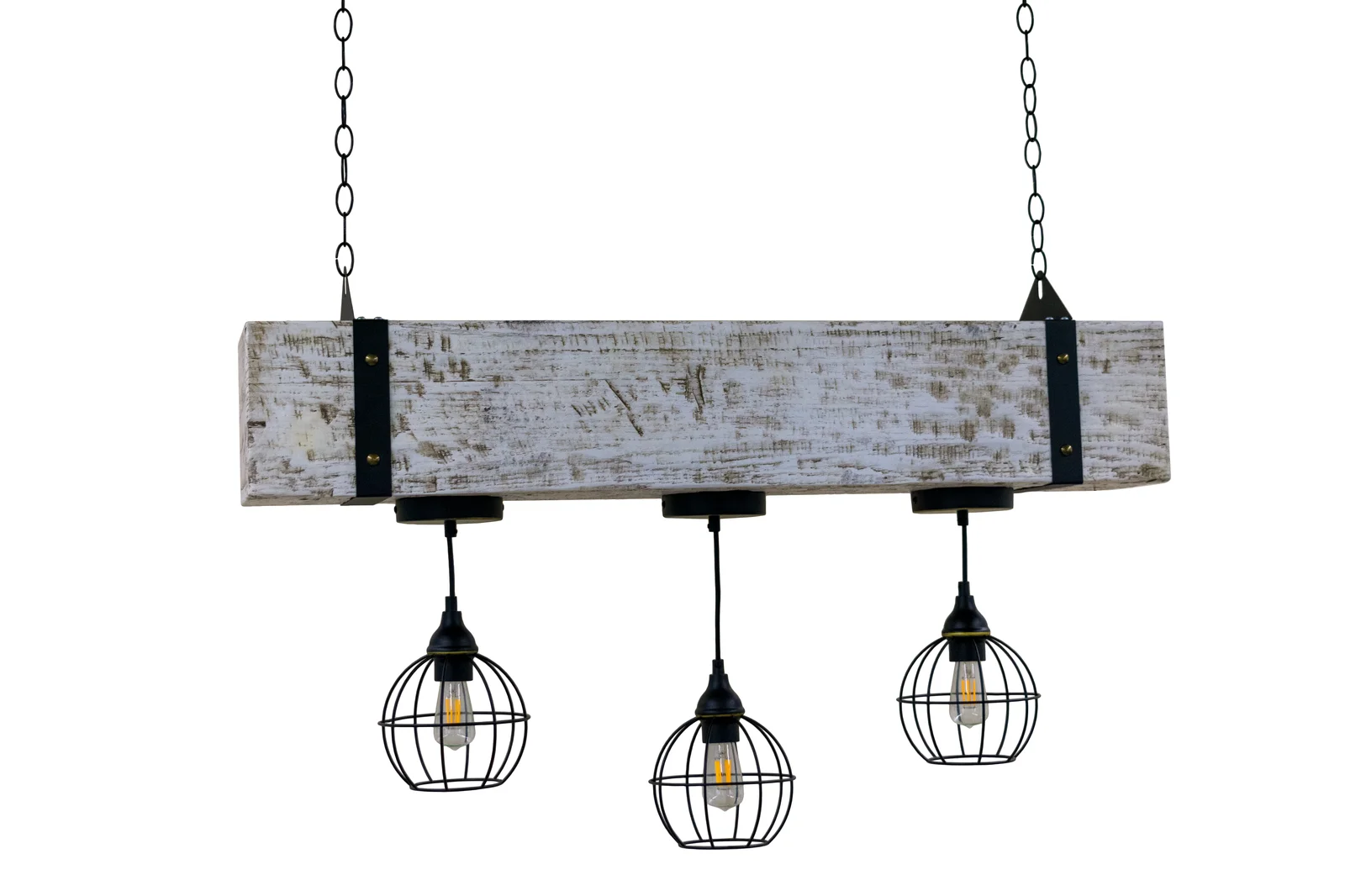 3-Bulb Sun-Beam, Antique White - 42 in with Remotes