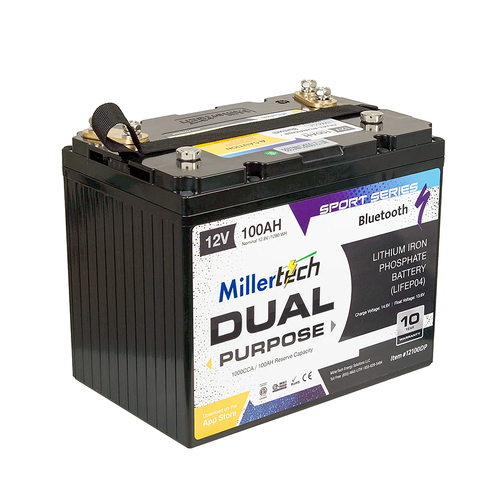 MillerTech Marine Cranking 12V 100Ah Dual-Purpose Battery — MT-12100G24-DP