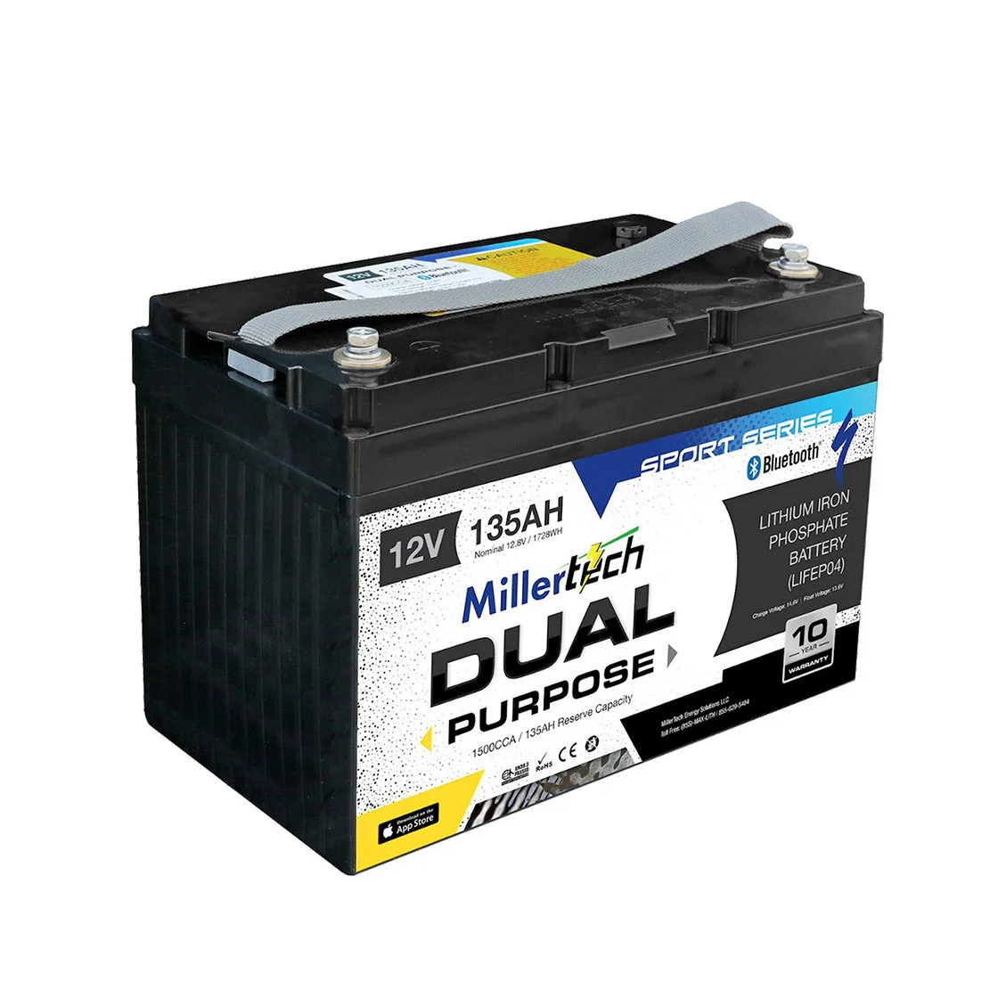 MillerTech Marine Cranking 12V 135Ah Dual-Purpose Battery — MT-12135-DP