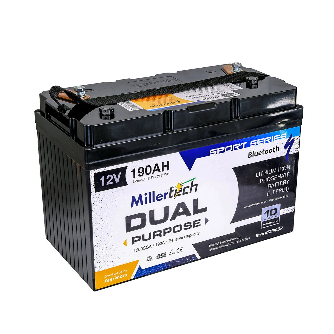MillerTech Marine Cranking 12V 190Ah Dual-Purpose Battery — MT-12190-DP