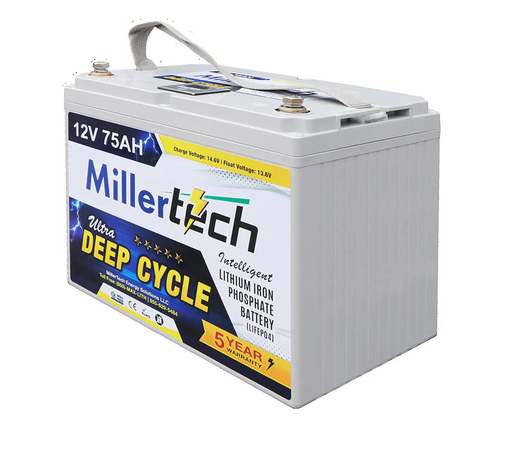 MillerTech 12V 75Ah LiFePO4 Lithium Battery — MT-1275L