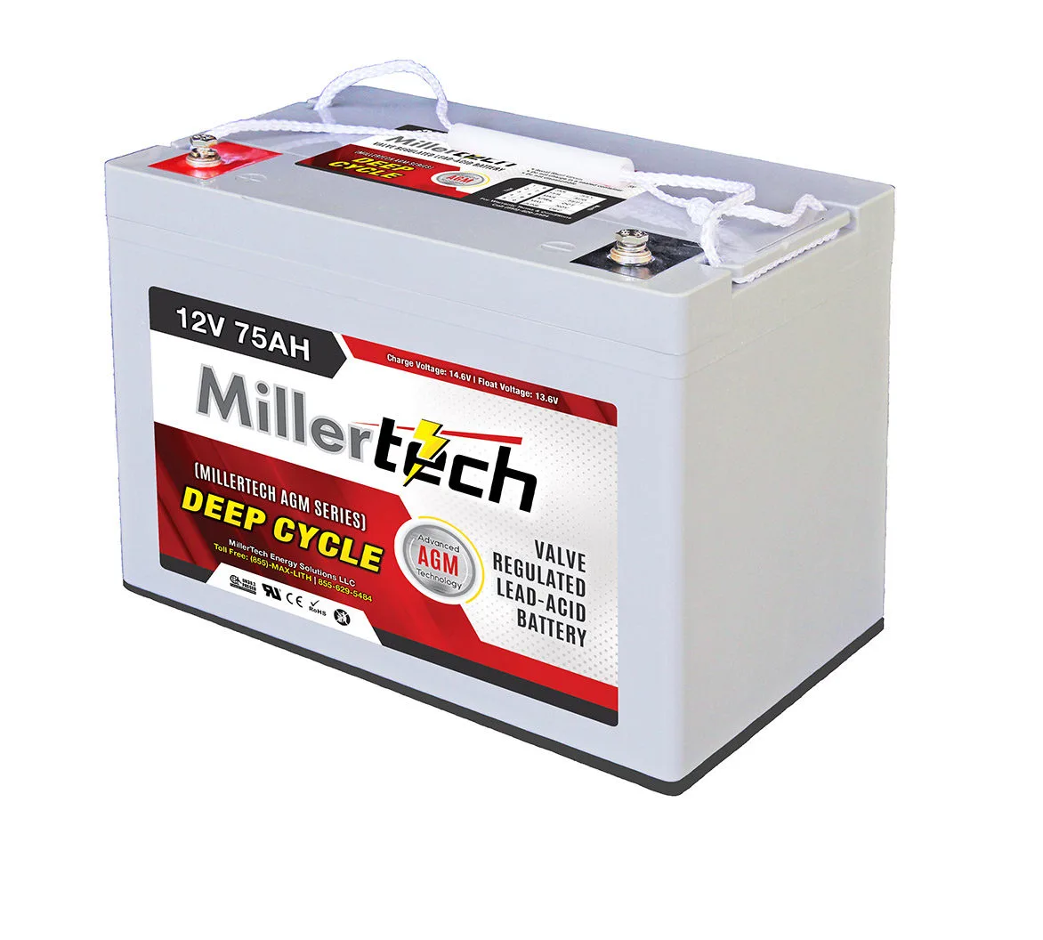 MillerTech AGM 12V 75Ah Deep-Cycle Battery — MT-75AGM