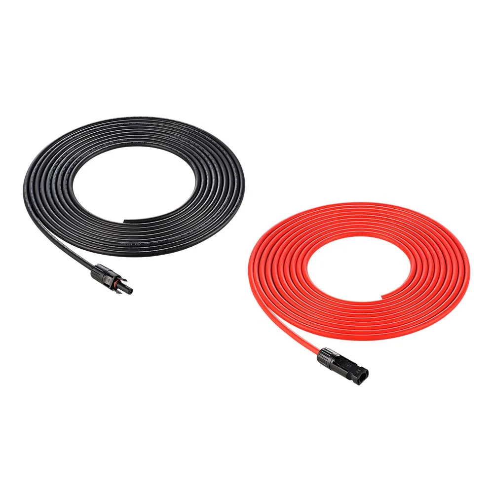 10 Gauge Extension Cable to Connect Solar Panel to Charge Controller | Pair of 10AWG Red and Black Extension Wires for Solar Panel to Charge Controller | Choose Cable Length: 10ft, 20ft, 30ft