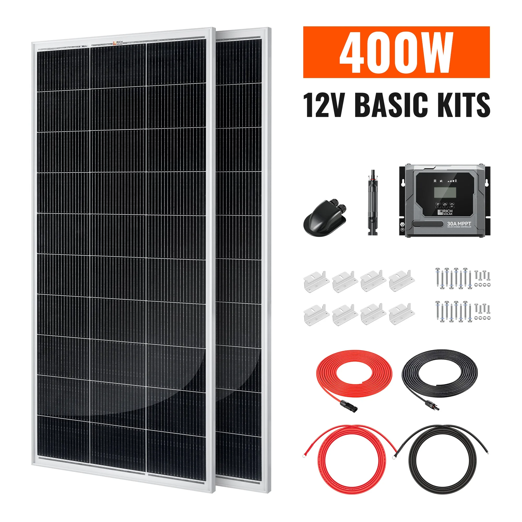 Basic 400 Watt Solar Kit | Solar Panel & Charge Controller Kit for RVs, Vans & Off-Grid Applications | Expandable Solar Charging