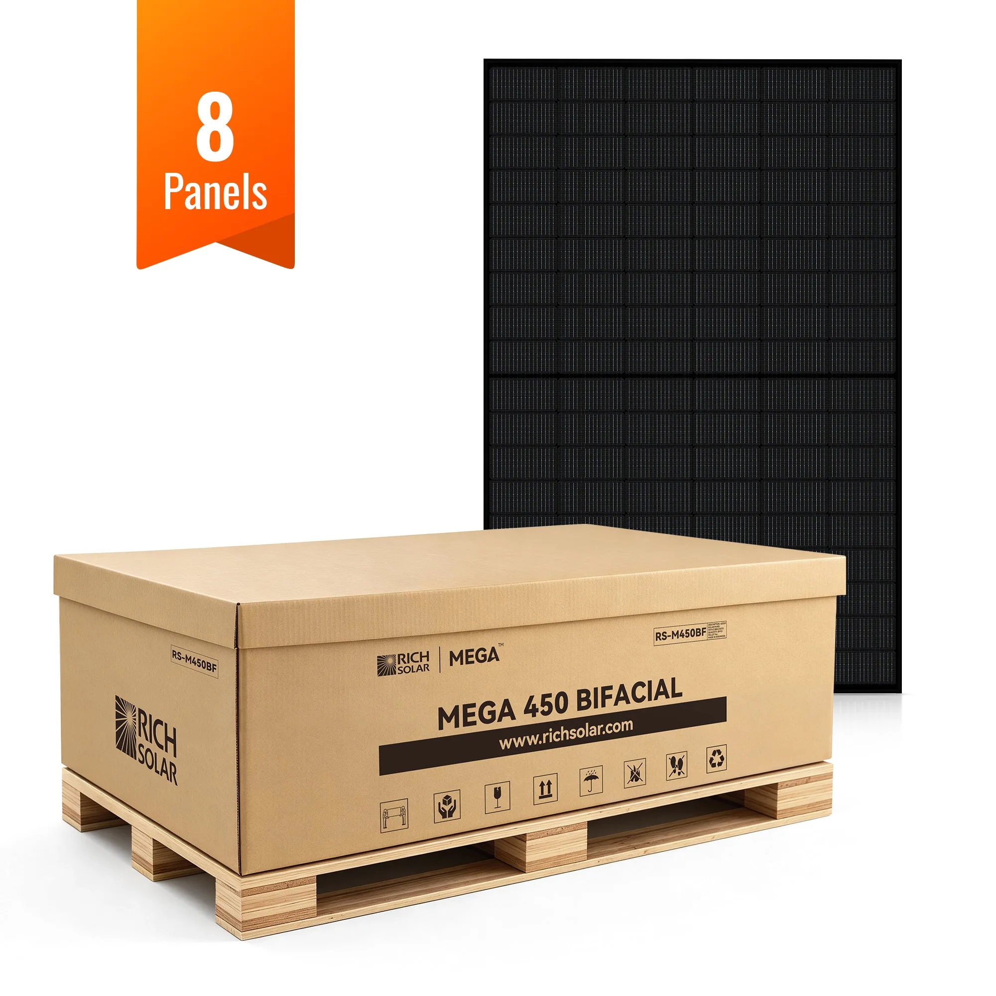 MEGA 450 BIFACIAL | 450W Bifacial N-Type Solar Panel | Premium 24V Grid-tie or Off-grid Solar Panel for Residential, Commercial, Agriculture | 25-Year Output Warranty | UL Certified