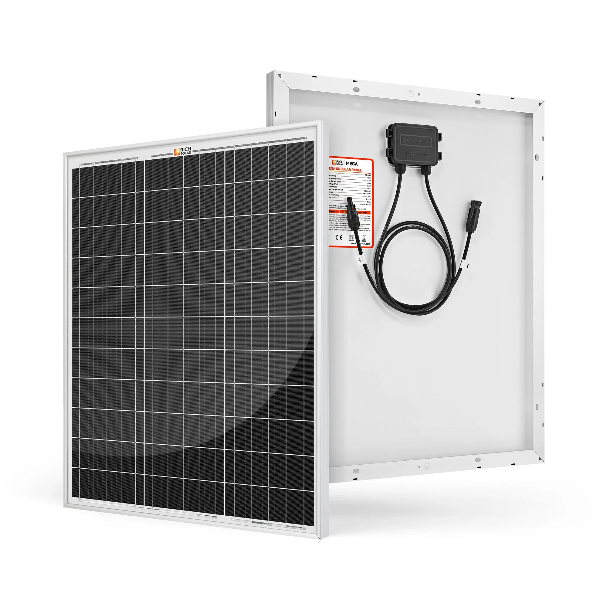 MEGA 55 | 55 Watt Solar Panel | Compact 12V Off-Grid Solar Panel for Boats, Vans, Trailers | 25-Year Output Warranty