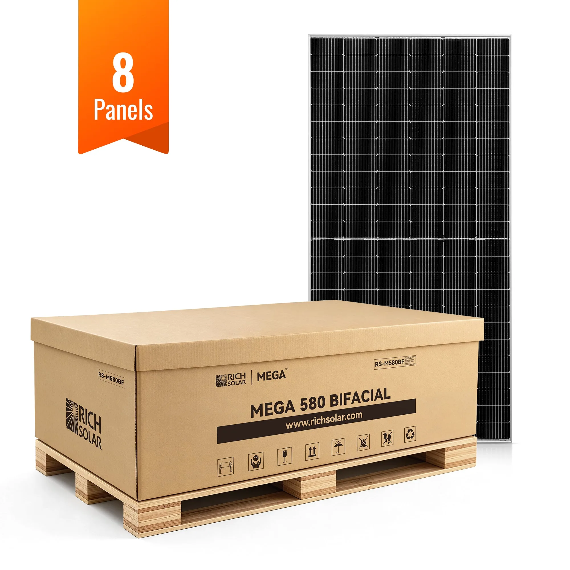 MEGA 580 BIFACIAL | 580 Watt Bifacial Solar Panel | Premium Grid-tie or Off-grid Solar Panel for Residential, Commercial, Agriculture | 25-Year Output Warranty | UL Certified