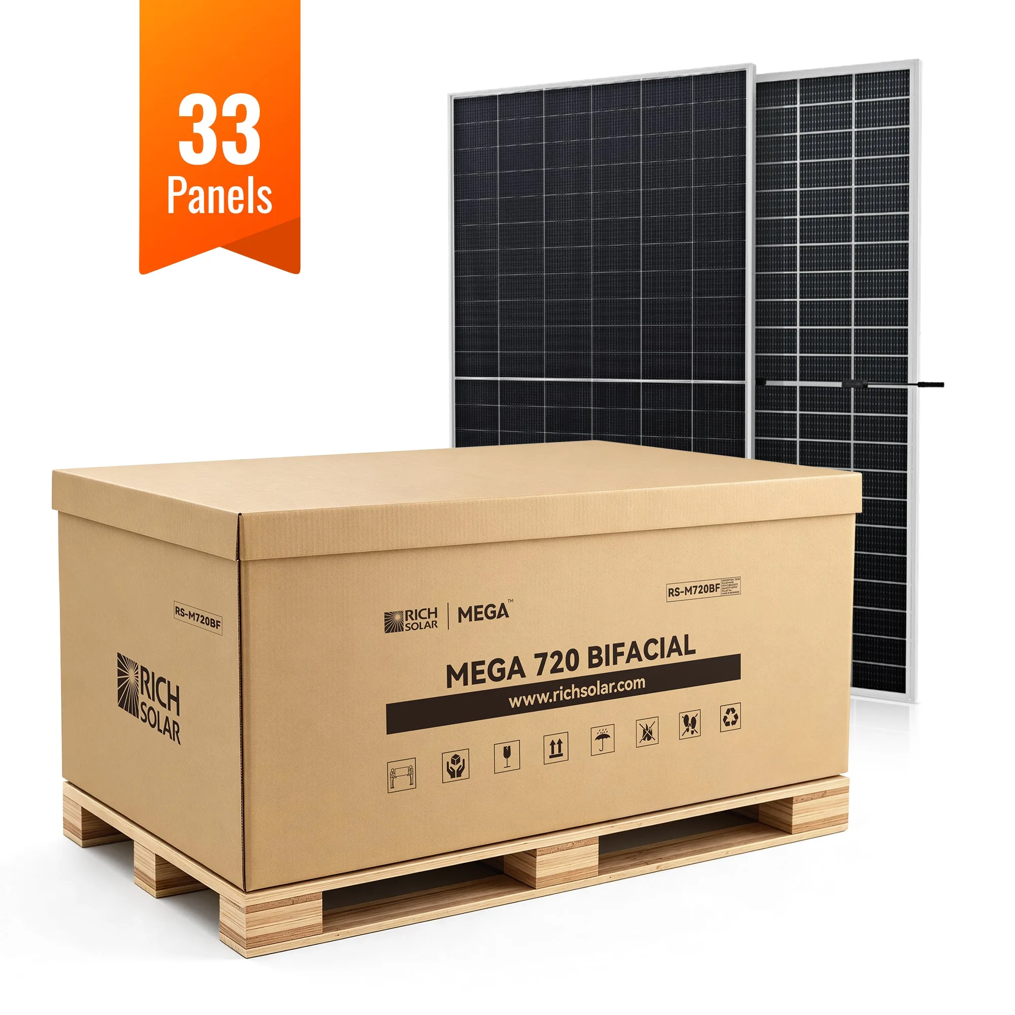 MEGA 720 BIFACIAL | 720W Bifacial N-Type Solar Panel | Premium 24V Grid-tie or Off-grid Solar Panel for Residential, Commercial, Agriculture | 25-Year Output Warranty | UL Certified