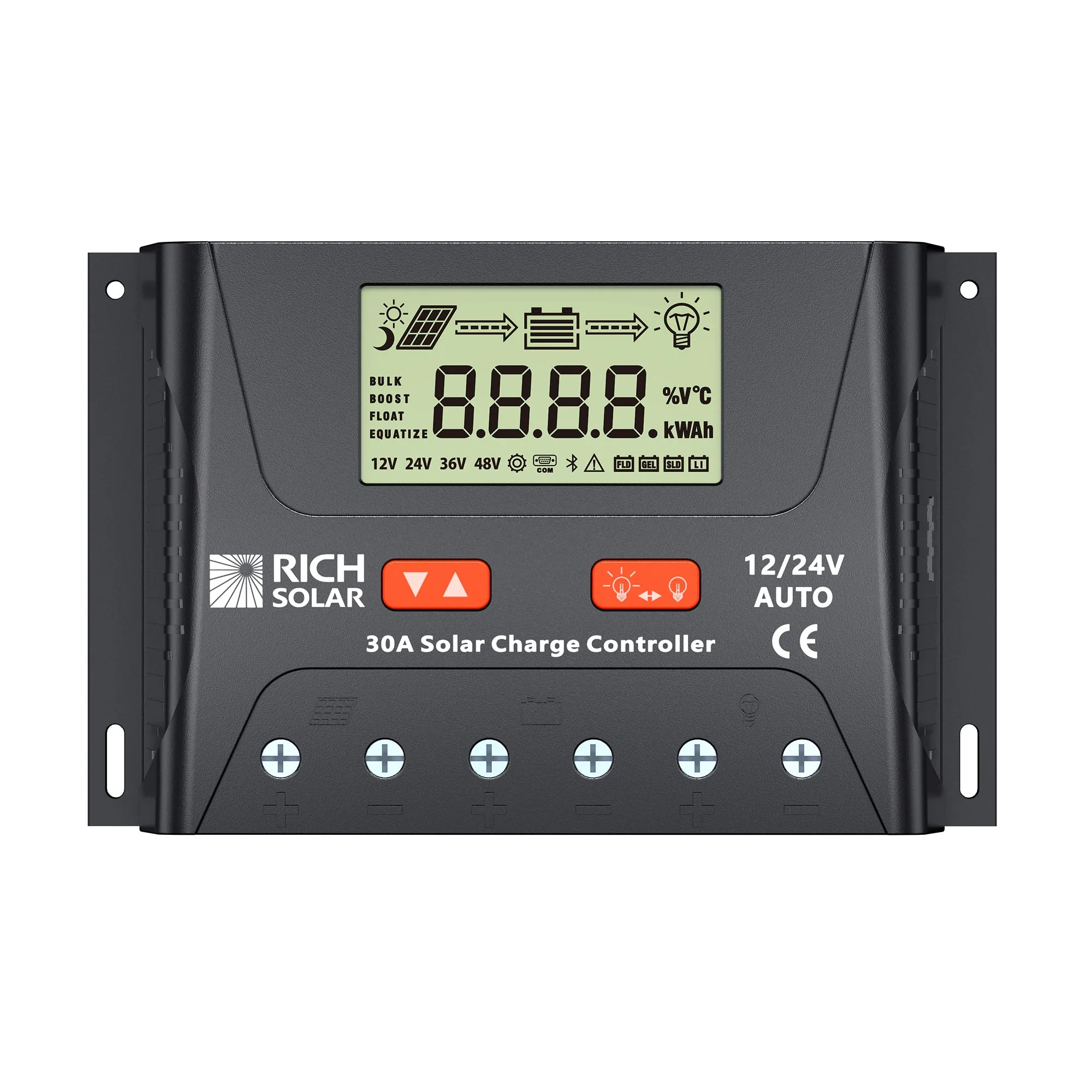 BRAVO LEGEND 30 | 30 Amp PWM Solar Charge Controller | 12V/24V Auto 30A PWM Controller for RVs, Trailers, Campers, Vans, Boats, Off-Grid