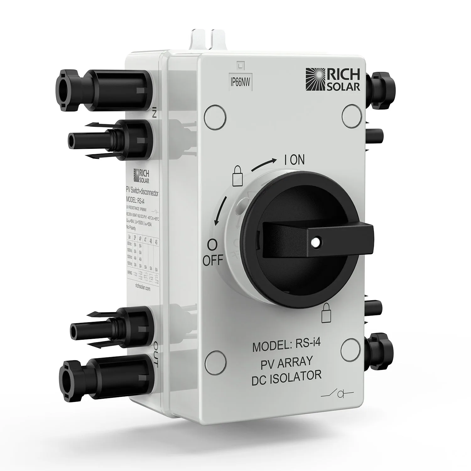 Solar PV DC Quick Disconnect Switch | Solar Array DC Quick Disconnect Switch | 1500 Volt 40 Amp | 4 Pole 2 Strings | Easy to Install