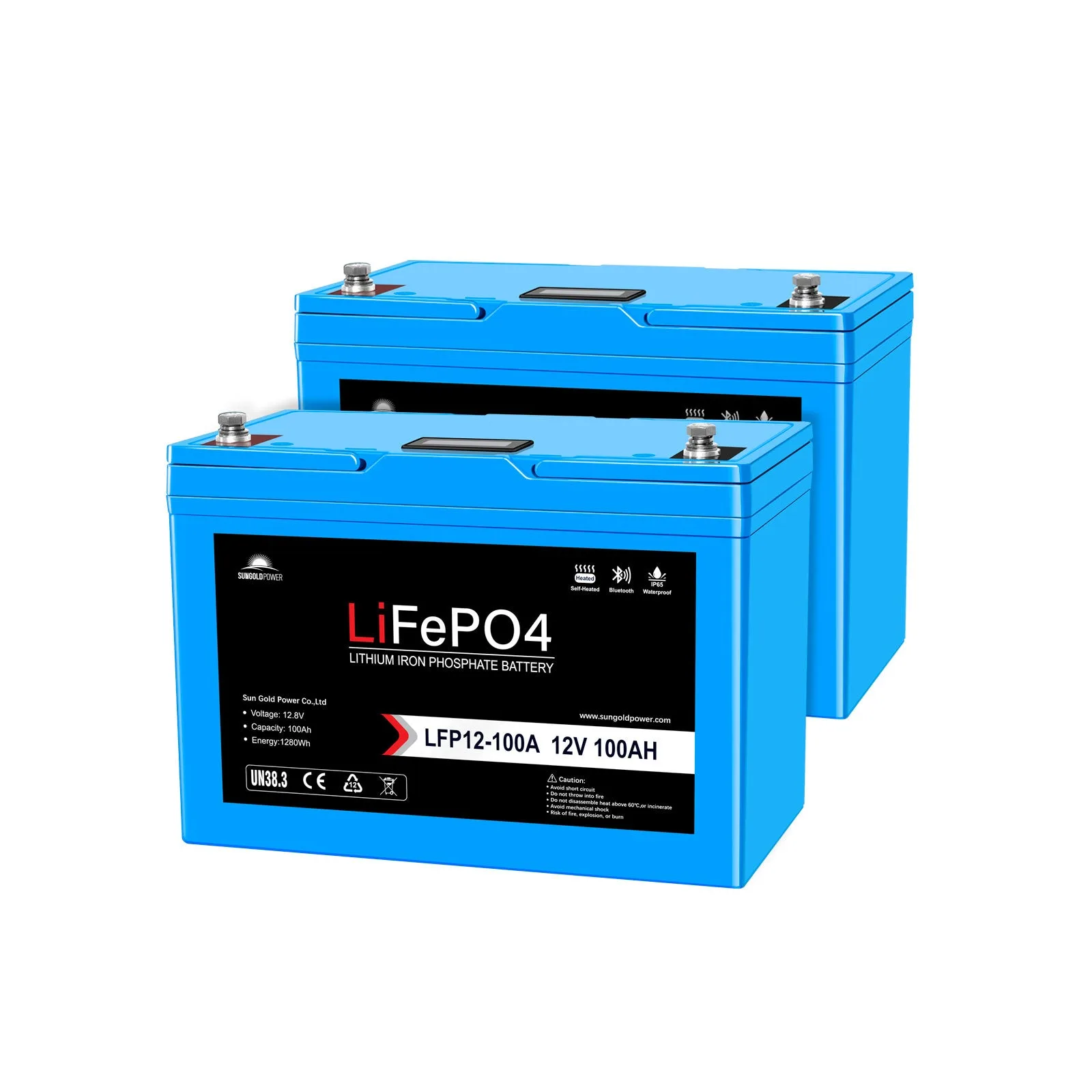 2 X 12V 100Ah Lifepo4 Deep Cycle Lithium Battery / Bluetooth /Self-Heating / Ip65