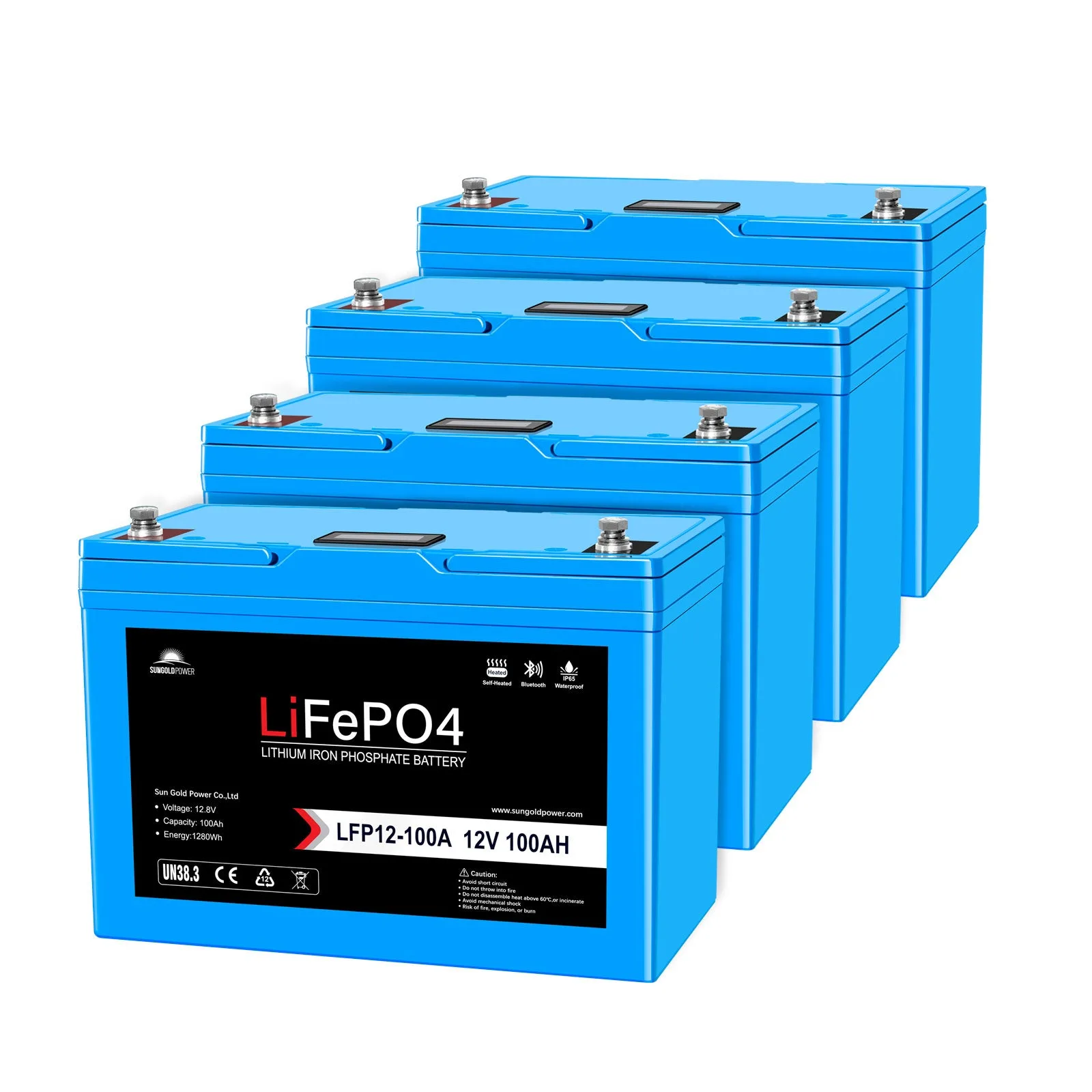 4 X 12V 100Ah Lifepo4 Deep Cycle Lithium Battery / Bluetooth /Self-Heating / Ip65