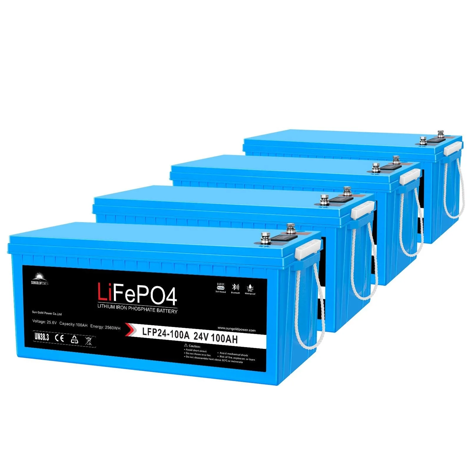 4 X 24V 100Ah Lifepo4 Deep Cycle Lithium Battery Bluetooth / Self-Heating / Ip65