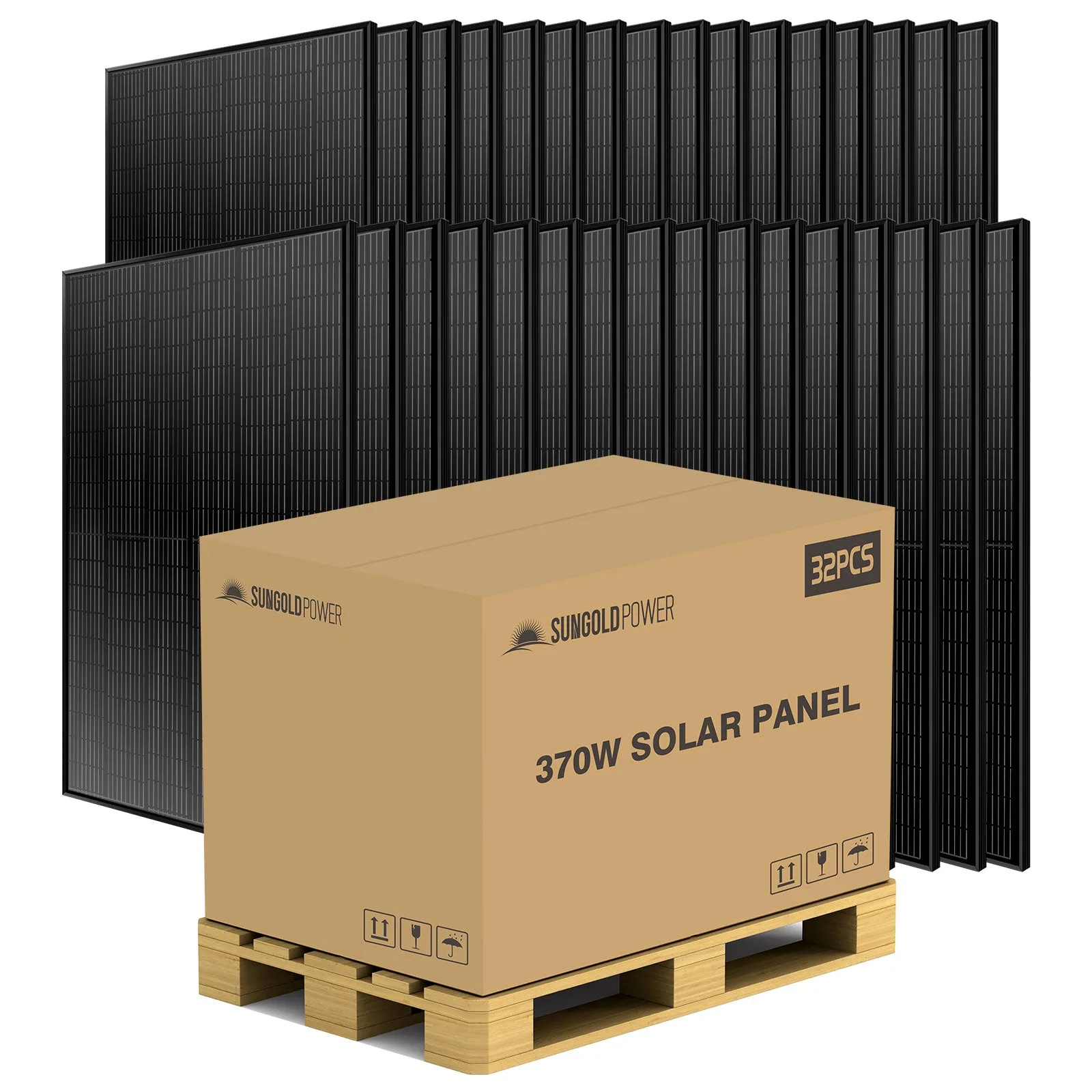 370W Mono Black Perc Solar Panel Full Pallet (32 Panels) Ul 61730