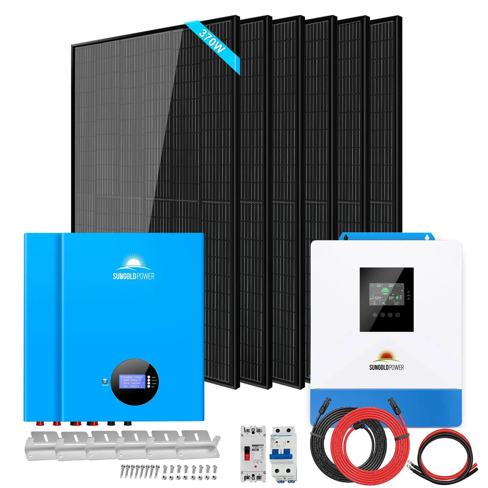 Off-Grid Solar Kit 5000W 48Vdc 120V 10.24Kwh Lithium Battery 6 X 370 Watts Solar Panels Sgm-5K10M